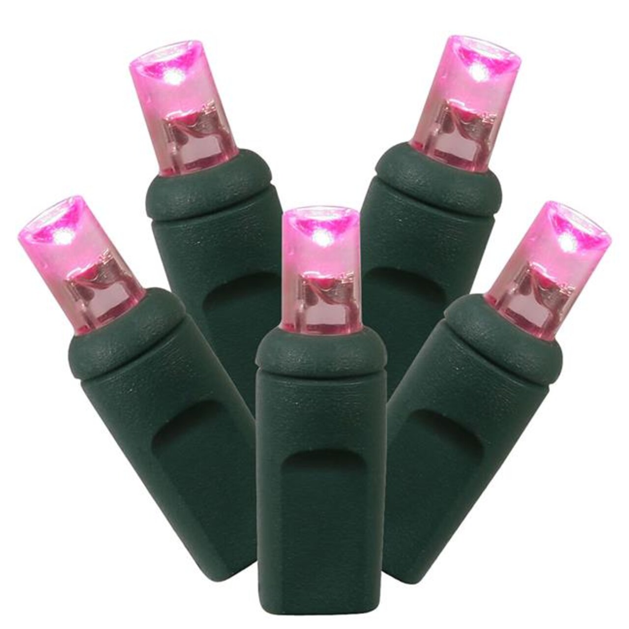 LED Green Wire End Connecting 6 in. Spacing 50 ft. Long Light Set with Pink Lights